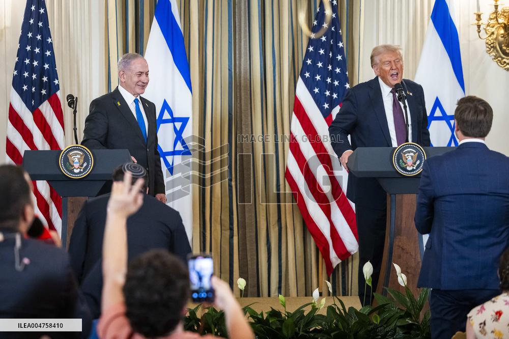 US President Trump welcomes Israeli Prime Minister Netanyahu to the White House
