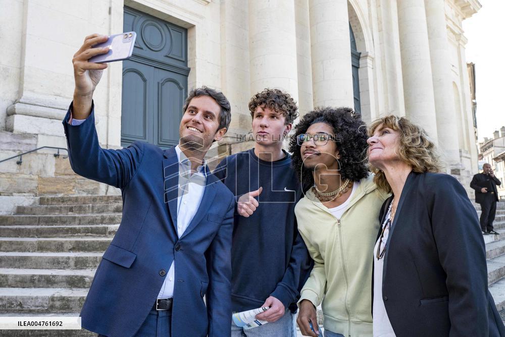 Gabriel Attal Supports Catherine Simonin In Montauban - France