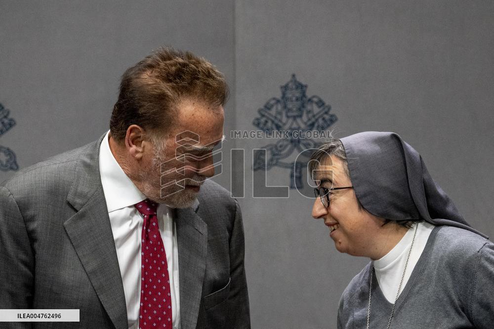 Arnold Schwarzenegger At Raising Hope for Climate Justice Conference - Vatican