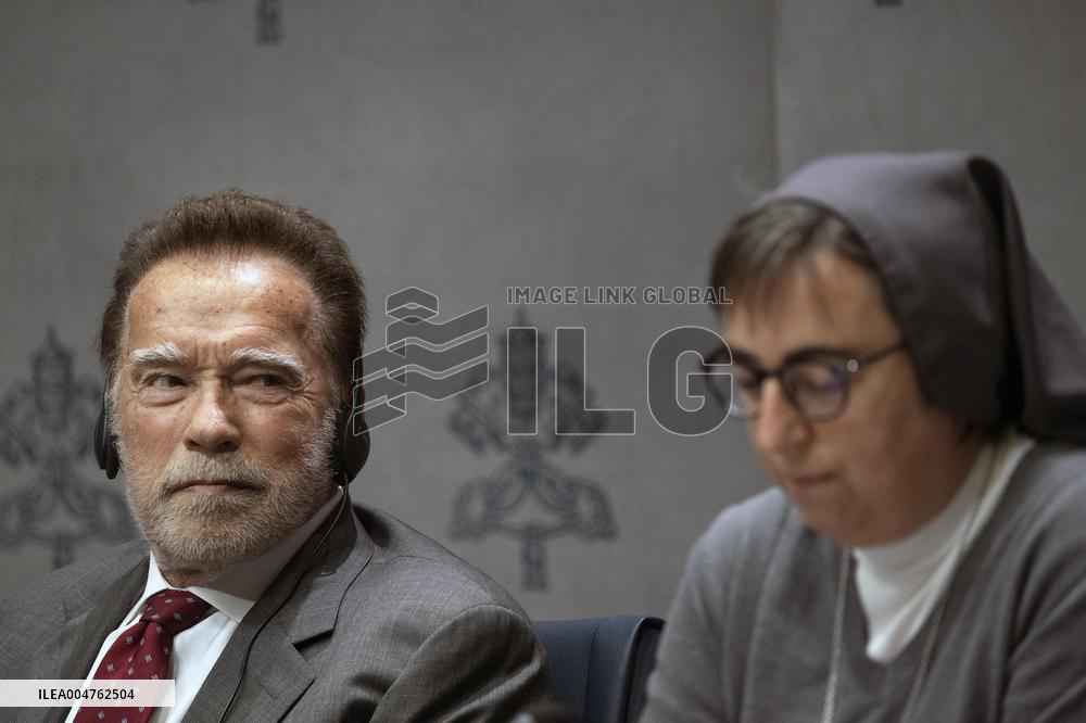 Arnold Schwarzenegger At Raising Hope for Climate Justice Conference - Vatican