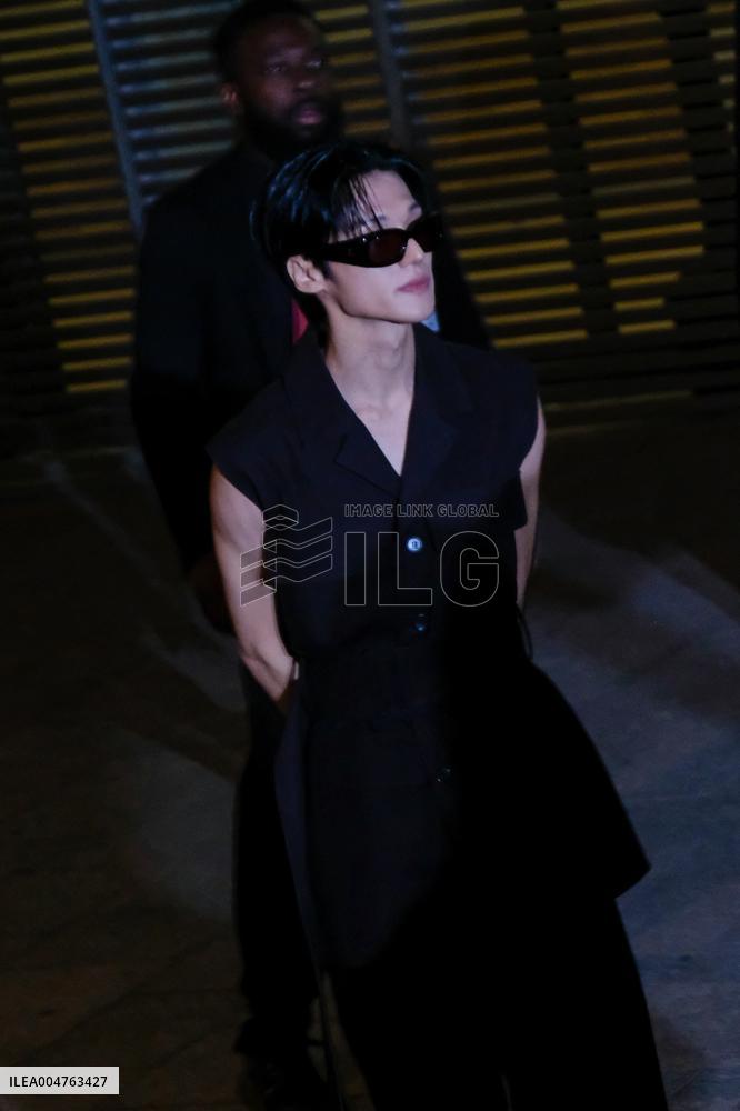 PFW - Wooyoung Enjoys Moment With Fans While Leaving Courreges Show