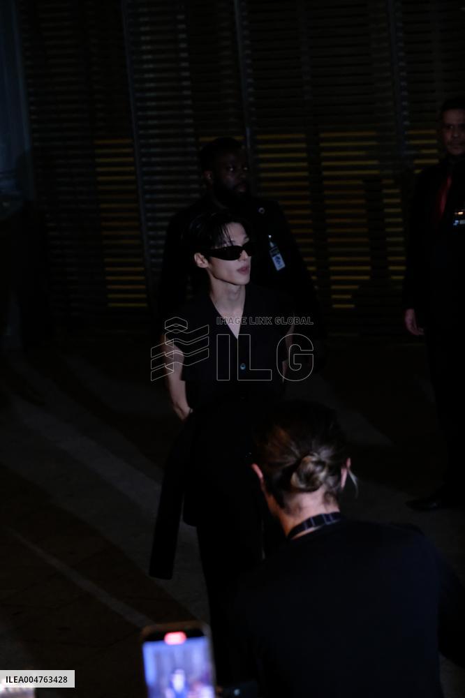 PFW - Wooyoung Enjoys Moment With Fans While Leaving Courreges Show