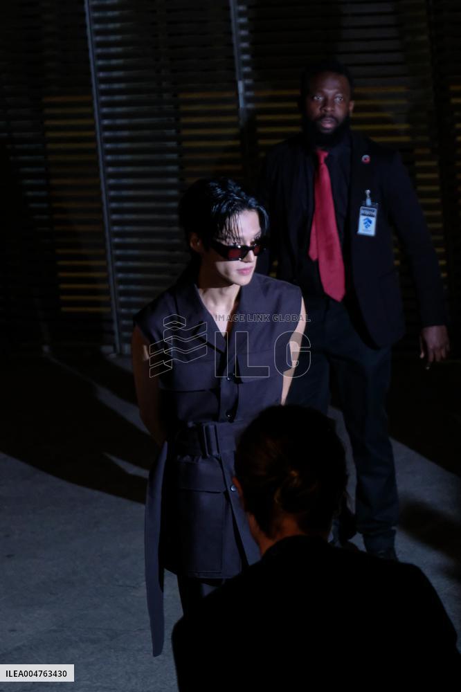 PFW - Wooyoung Enjoys Moment With Fans While Leaving Courreges Show