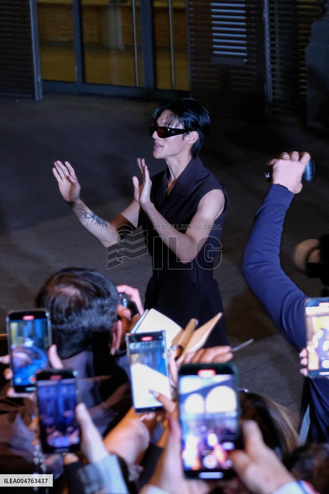 PFW - Wooyoung Enjoys Moment With Fans While Leaving Courreges Show