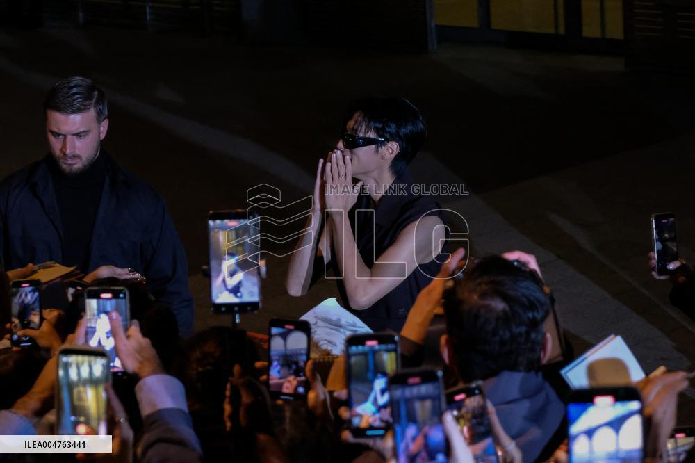 PFW - Wooyoung Enjoys Moment With Fans While Leaving Courreges Show