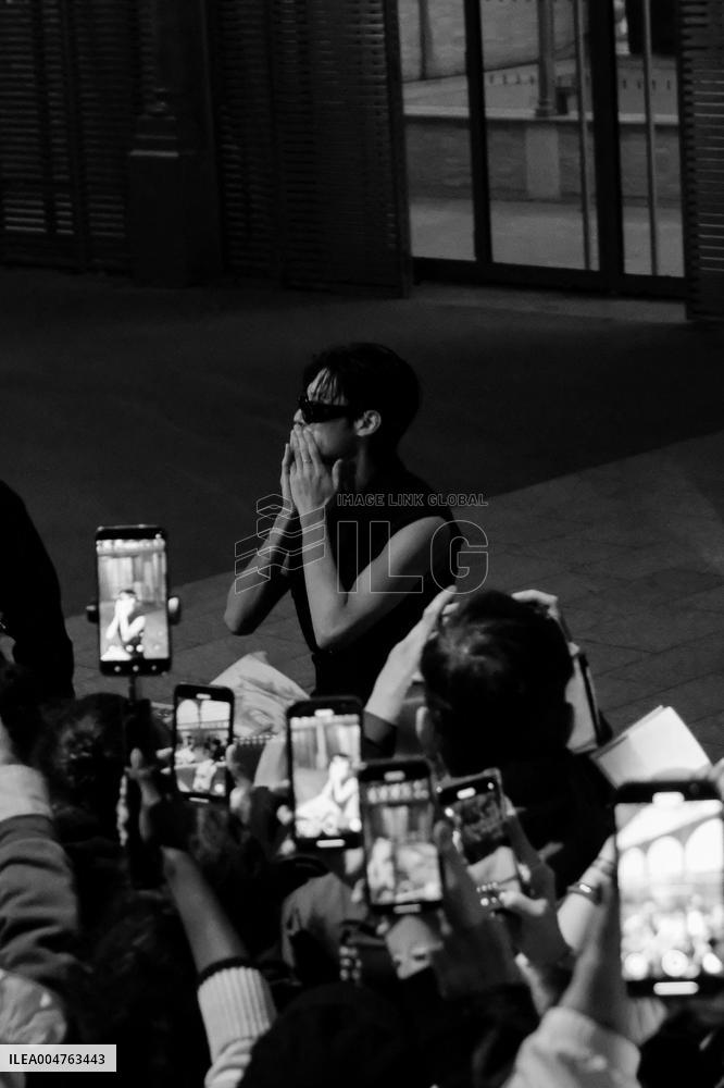 PFW - Wooyoung Enjoys Moment With Fans While Leaving Courreges Show