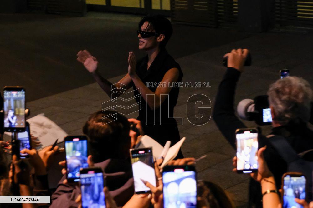 PFW - Wooyoung Enjoys Moment With Fans While Leaving Courreges Show
