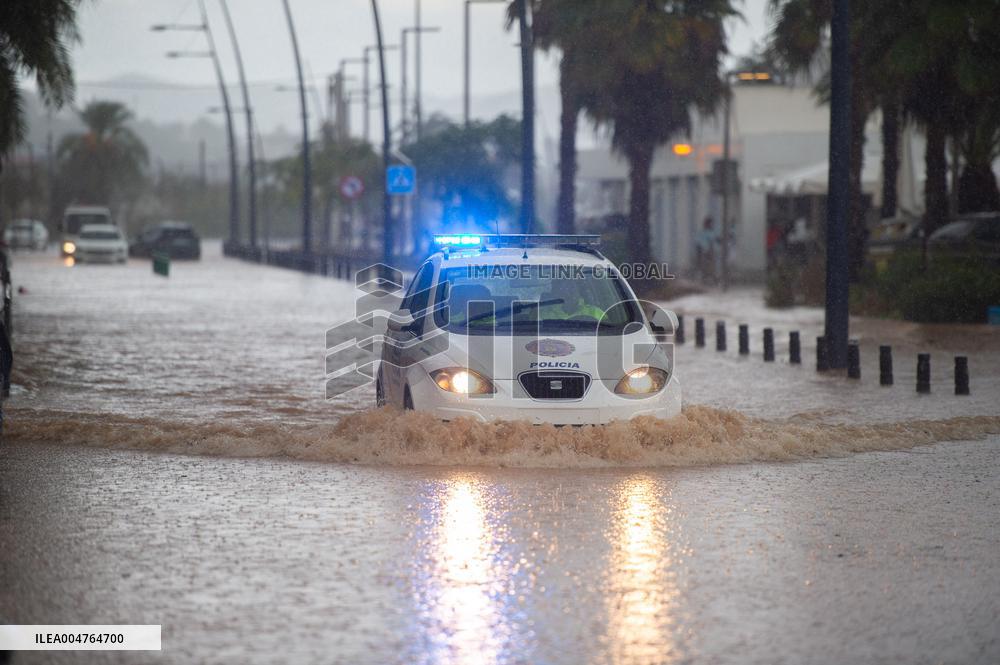 Rains Cause Road Cuts In Ibiza - Spain