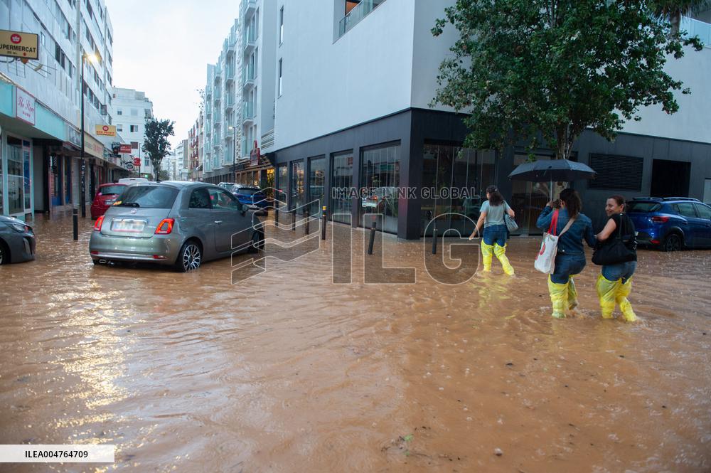 Rains Cause Road Cuts In Ibiza - Spain