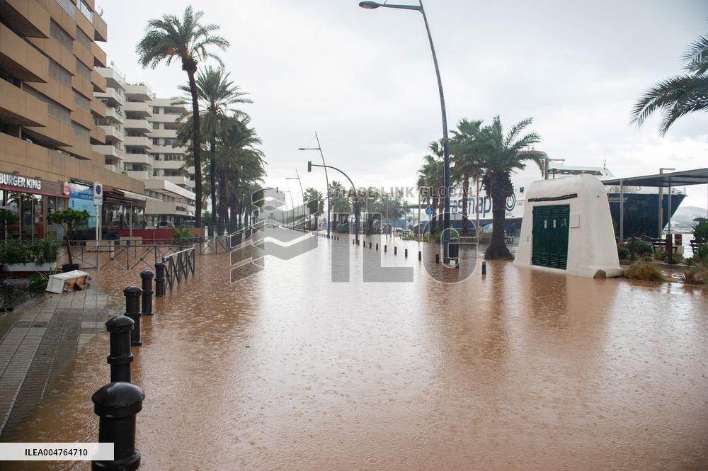 Rains Cause Road Cuts In Ibiza - Spain