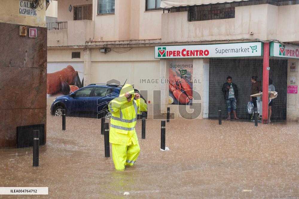 Rains Cause Road Cuts In Ibiza - Spain