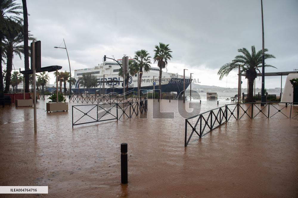 Rains Cause Road Cuts In Ibiza - Spain