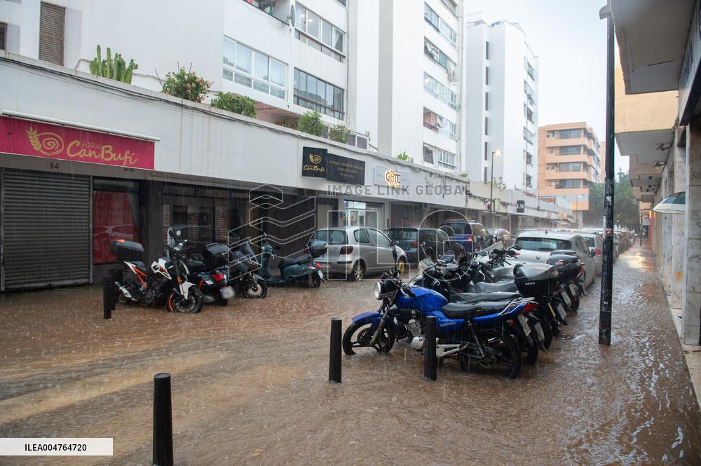 Rains Cause Road Cuts In Ibiza - Spain