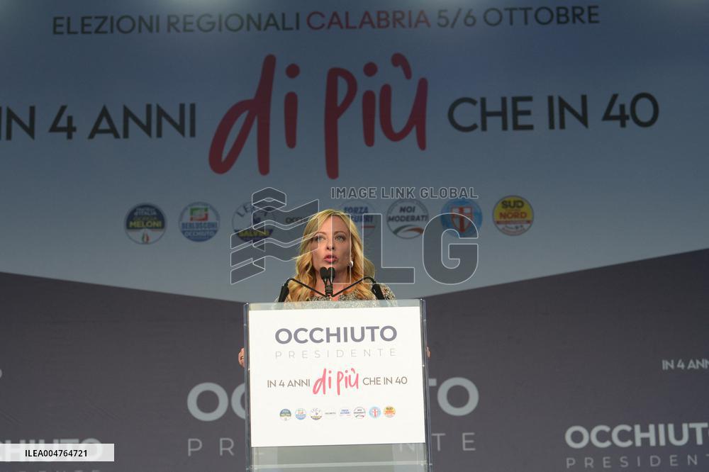 Giorgia Meloni Attends Regional Elections In Lamezia Terme - Italy