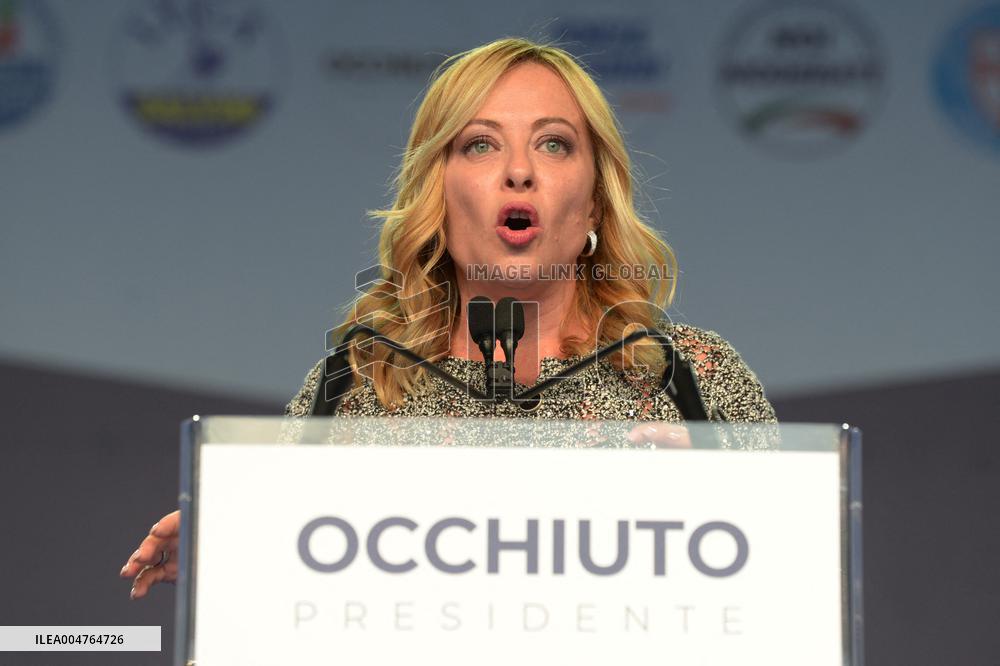 Giorgia Meloni Attends Regional Elections In Lamezia Terme - Italy