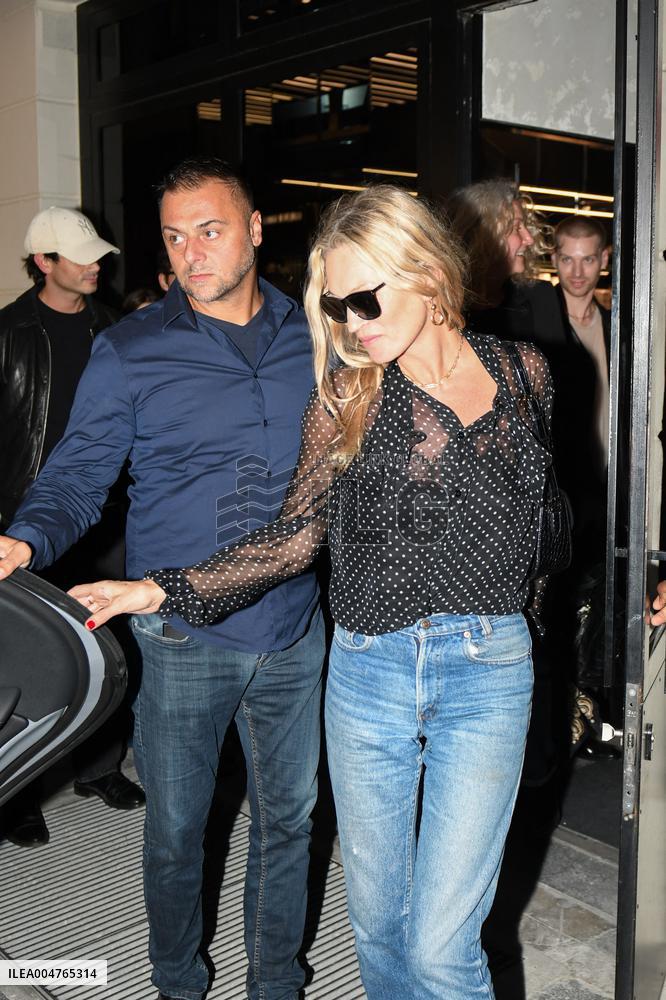 PFW - Kate Moss Leaves Saint Laurent Shop