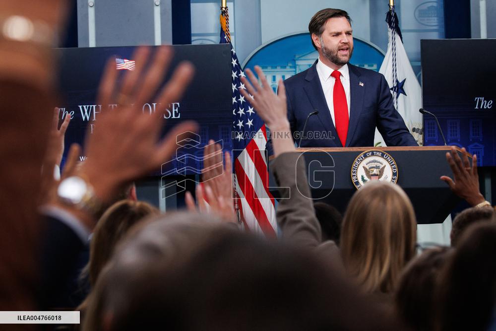 DC: Vice President JD Vance speaks in White House Press Briefing Room