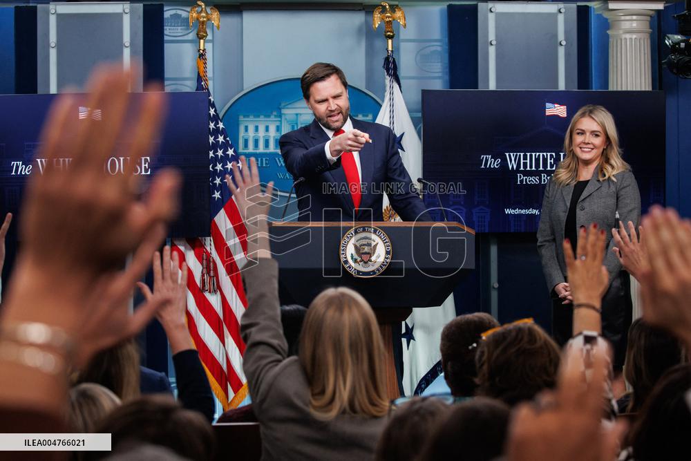 DC: Vice President JD Vance speaks in White House Press Briefing Room