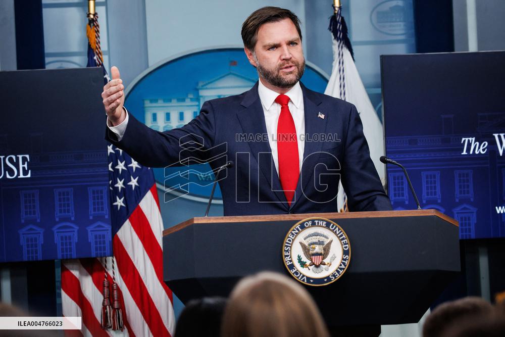 DC: Vice President JD Vance speaks in White House Press Briefing Room