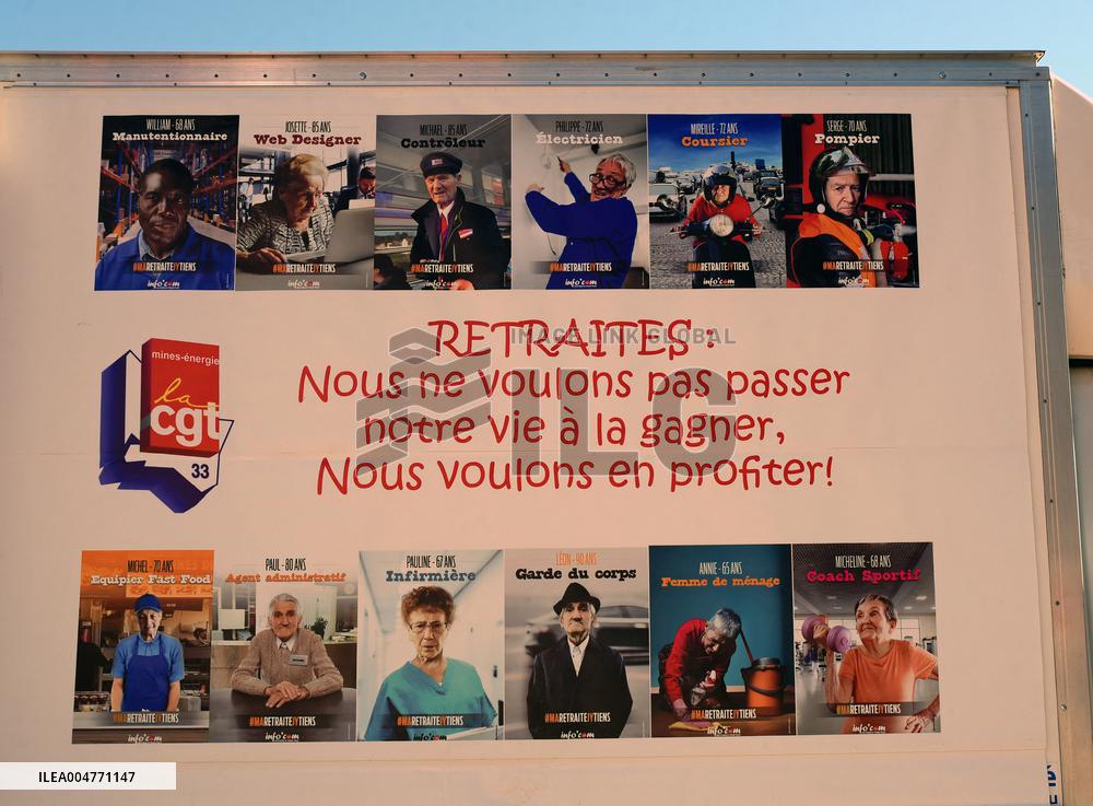 Demonstration and strike at Place de la Bourse in Bordeaux