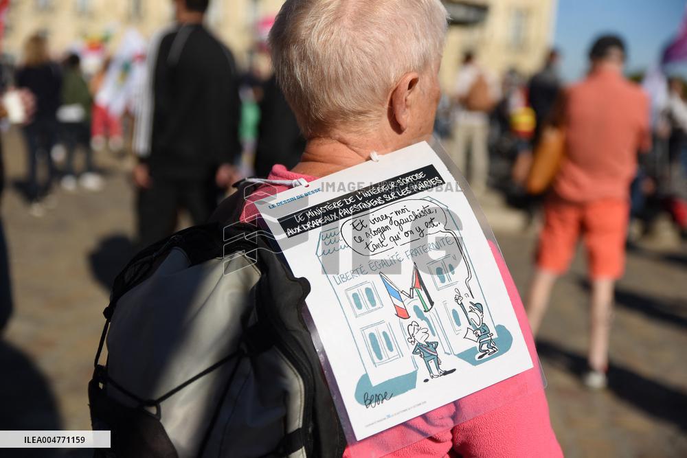 Demonstration and strike at Place de la Bourse in Bordeaux