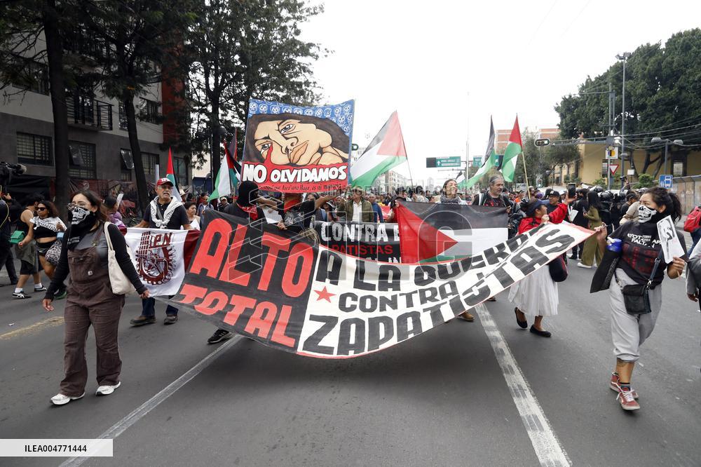 Demonstration Marking The 57th Anniversary Of The Tlatelolco Massacre - Mexico