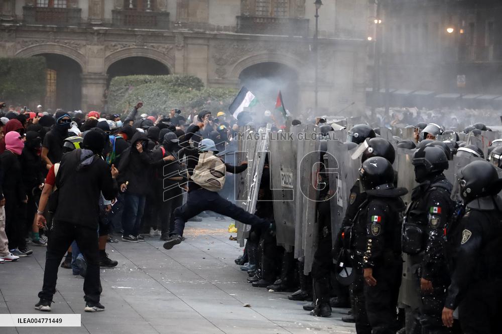 Demonstration Marking The 57th Anniversary Of The Tlatelolco Massacre - Mexico
