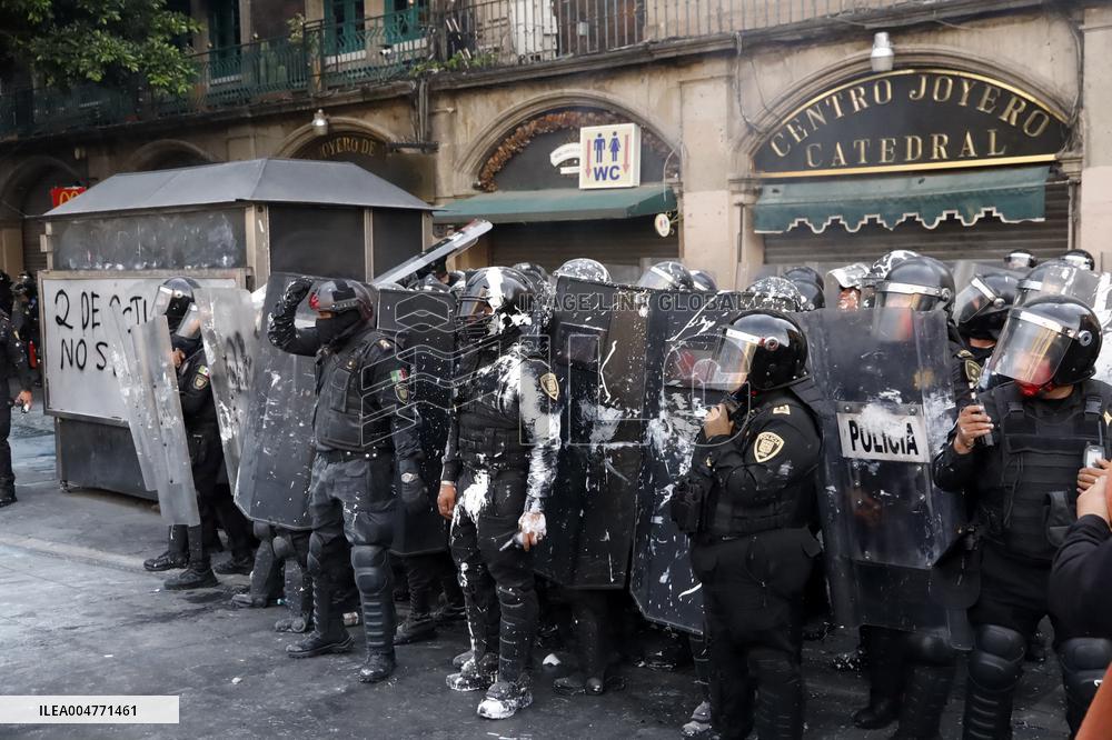 Demonstration Marking The 57th Anniversary Of The Tlatelolco Massacre - Mexico