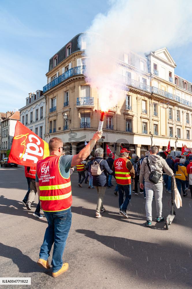 Strike Demonstration Organized In Troyes - France