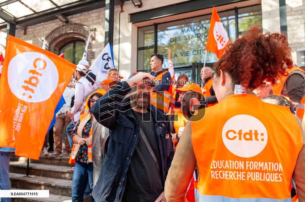 Strike Demonstration Organized In Troyes - France