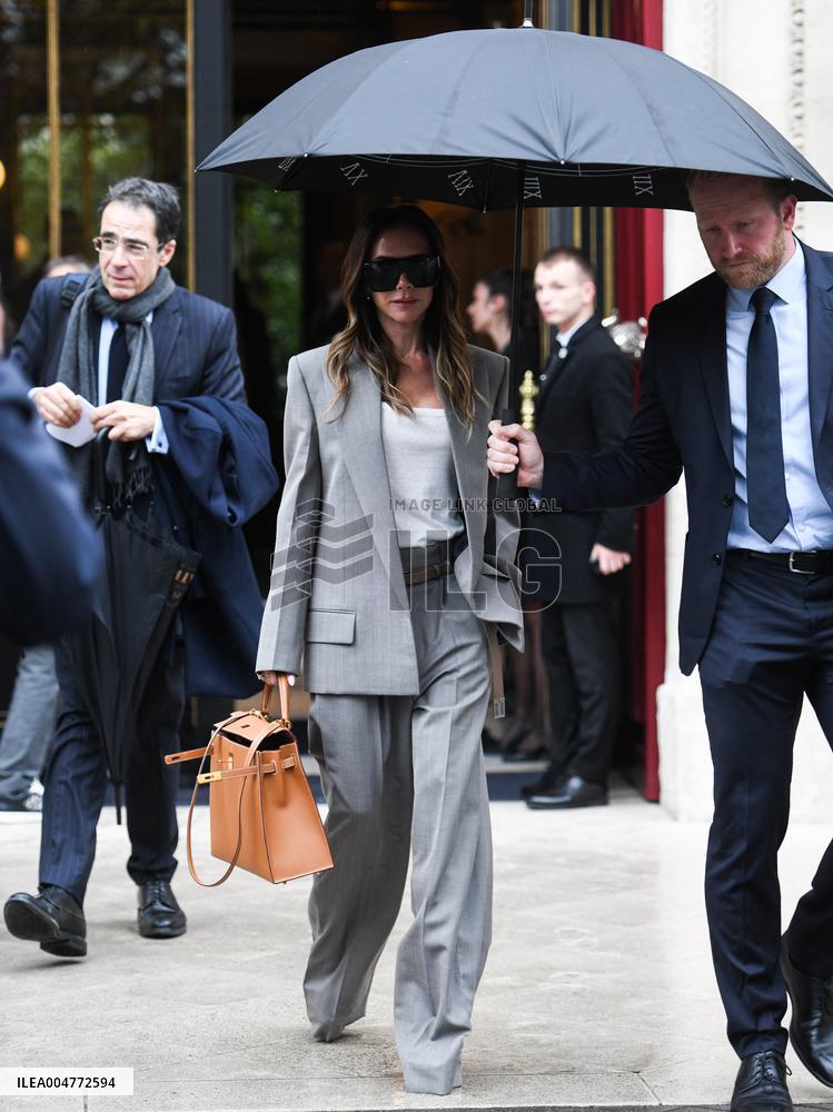 PFW - Victoria Beckham Leaving La Reserve Hotel