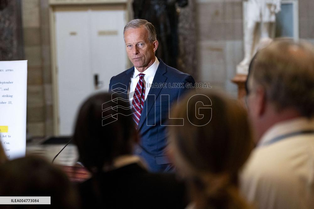 Speaker Johnson, Leader Thune Hold Press Conference on Day Three of Government Shutdown