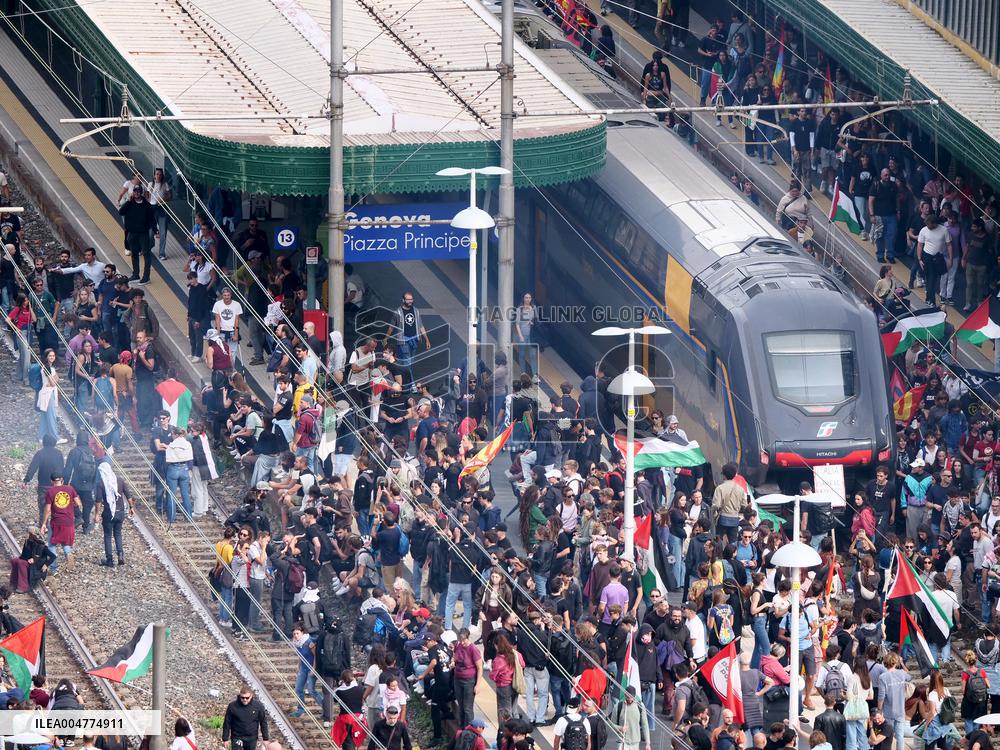 General Strike For the Global Sumud Flotilla - Genoa