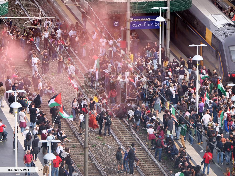 General Strike For the Global Sumud Flotilla - Genoa