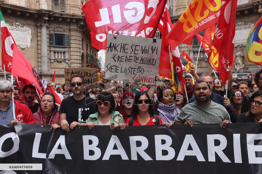 General Strike For the Global Sumud Flotilla - Palermo