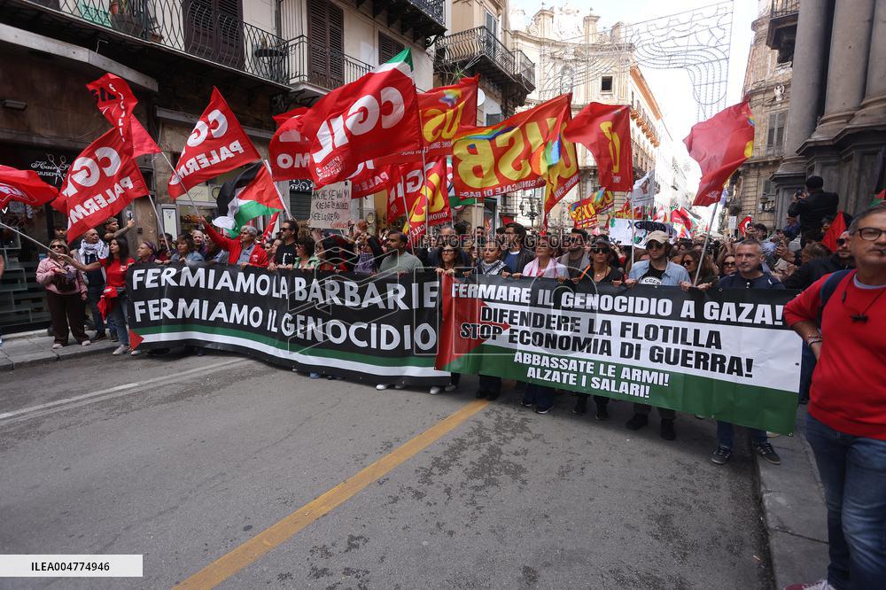 General Strike For the Global Sumud Flotilla - Palermo