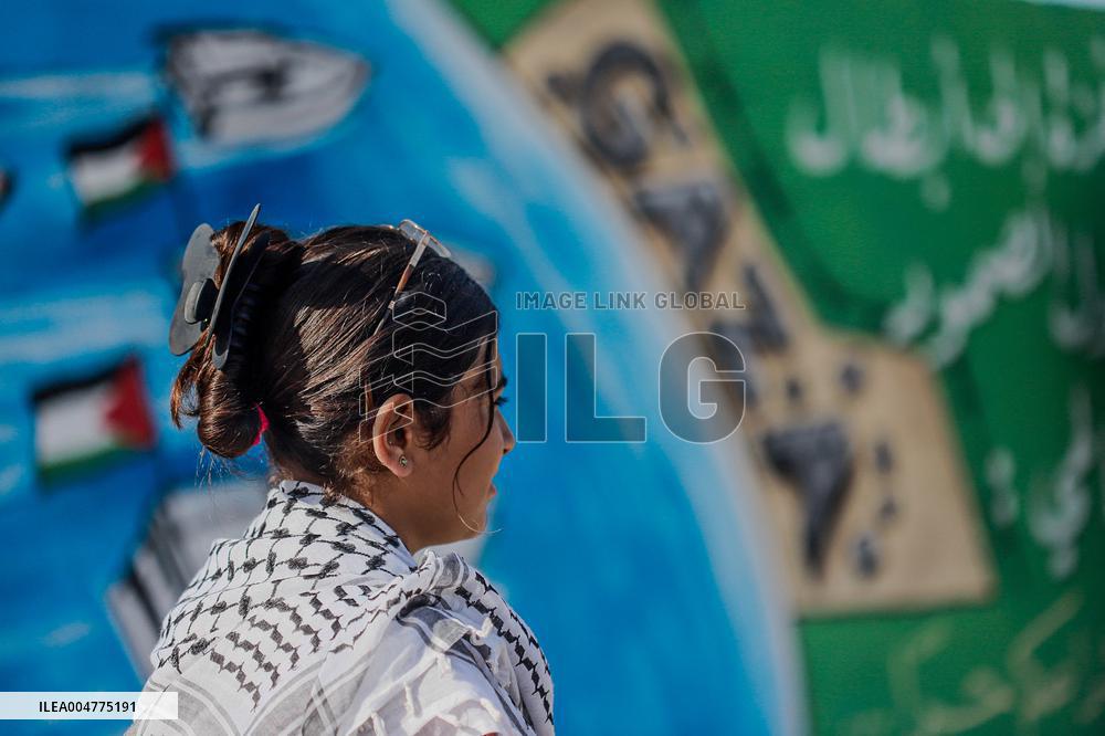 Mural Depicting the Sumud World Flotilla - Gaza