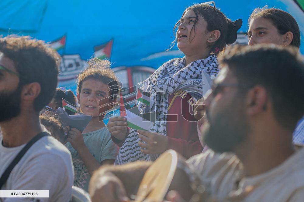 Mural Depicting the Sumud World Flotilla - Gaza