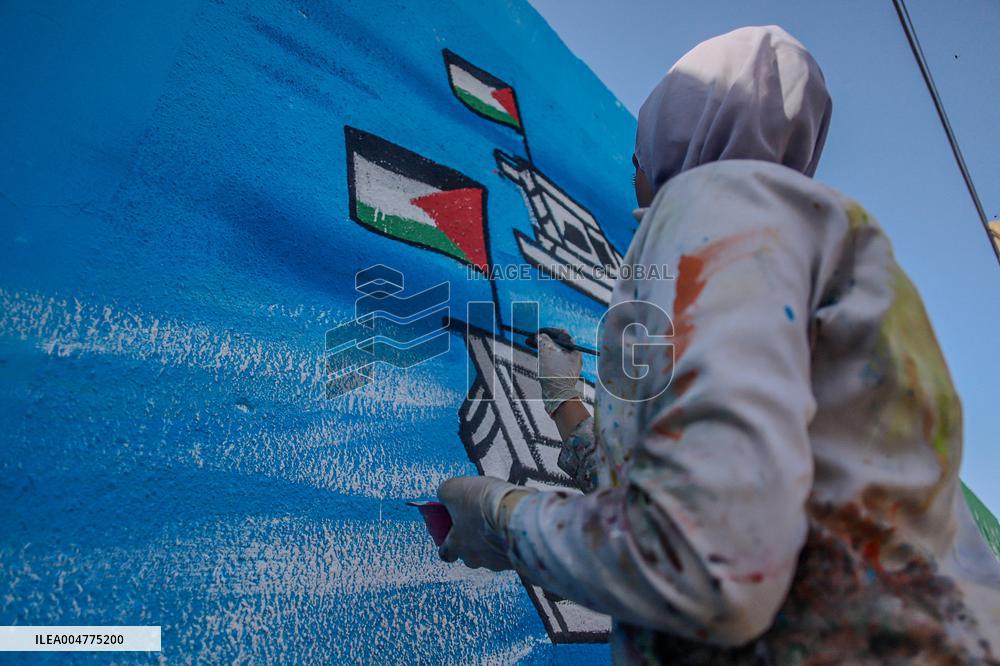 Mural Depicting the Sumud World Flotilla - Gaza