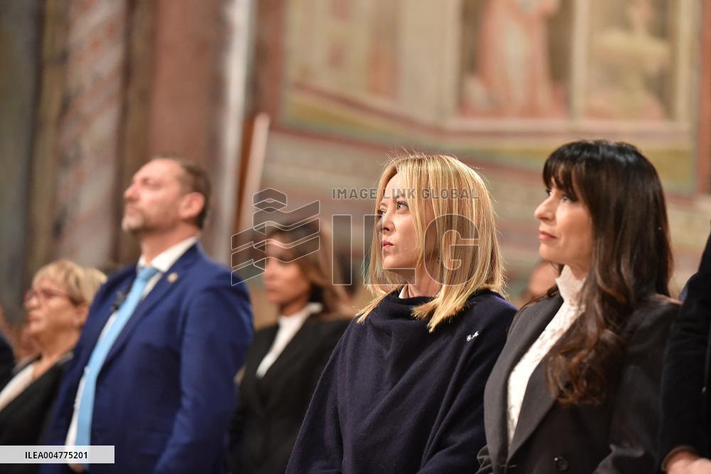 Italian PM Giorgia Meloni At San Francesco Celebration - Assisi