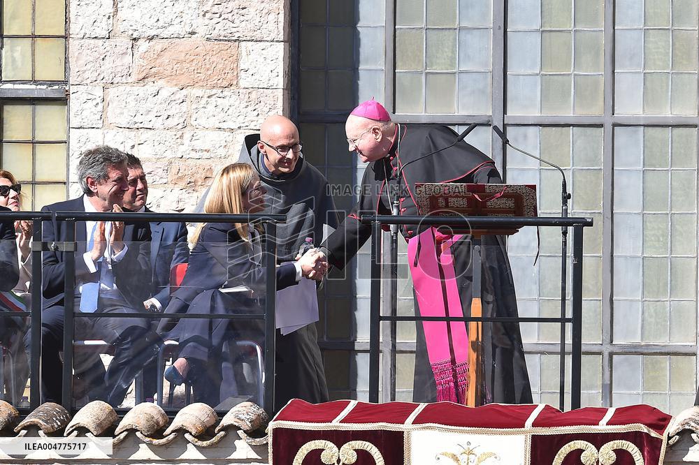 Italian PM Giorgia Meloni At San Francesco Celebration - Assisi