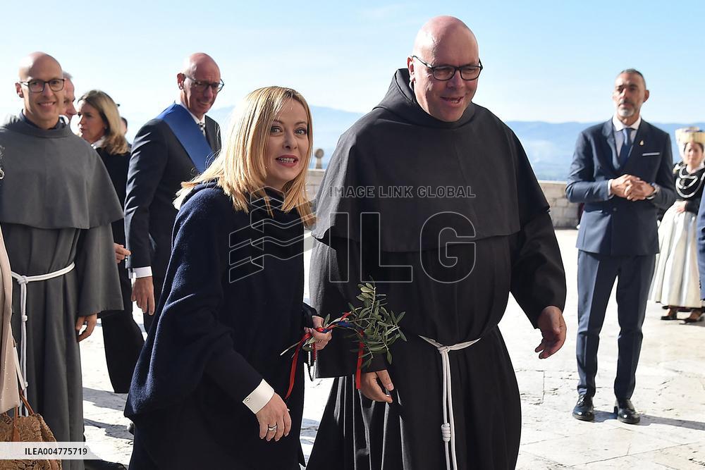 Italian PM Giorgia Meloni At San Francesco Celebration - Assisi