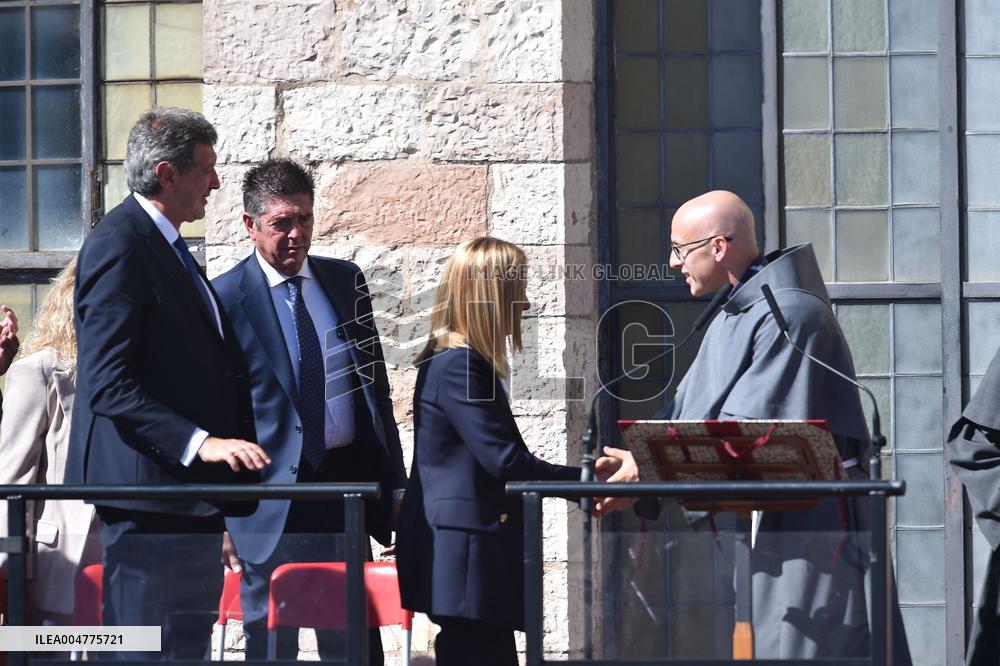 Italian PM Giorgia Meloni At San Francesco Celebration - Assisi