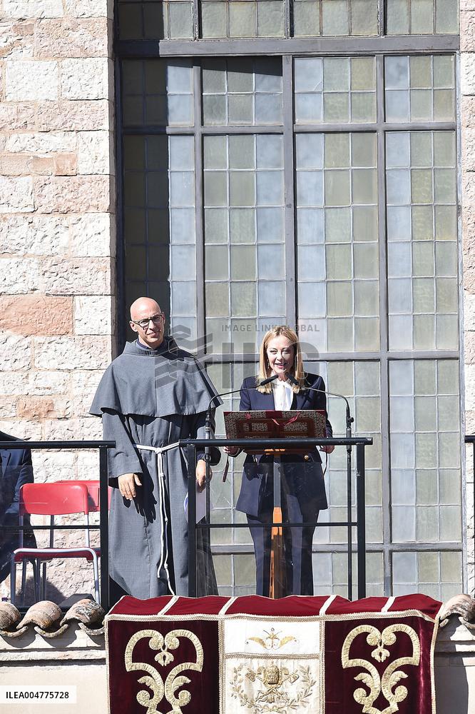 Italian PM Giorgia Meloni At San Francesco Celebration - Assisi