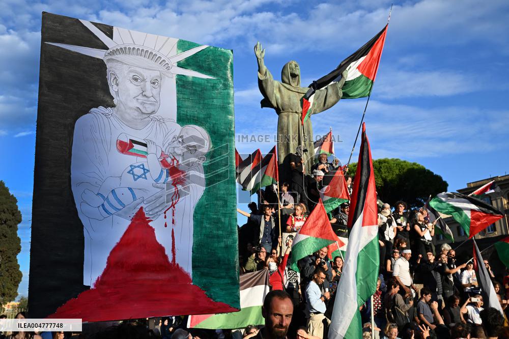 Massive Pro-Palestine Rally - Rome