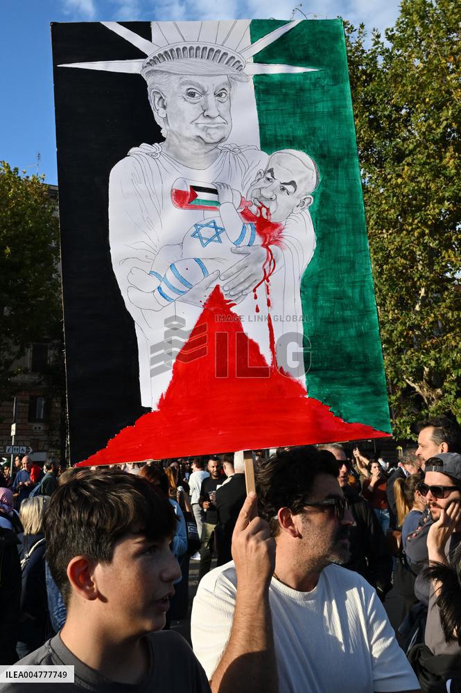 Massive Pro-Palestine Rally - Rome