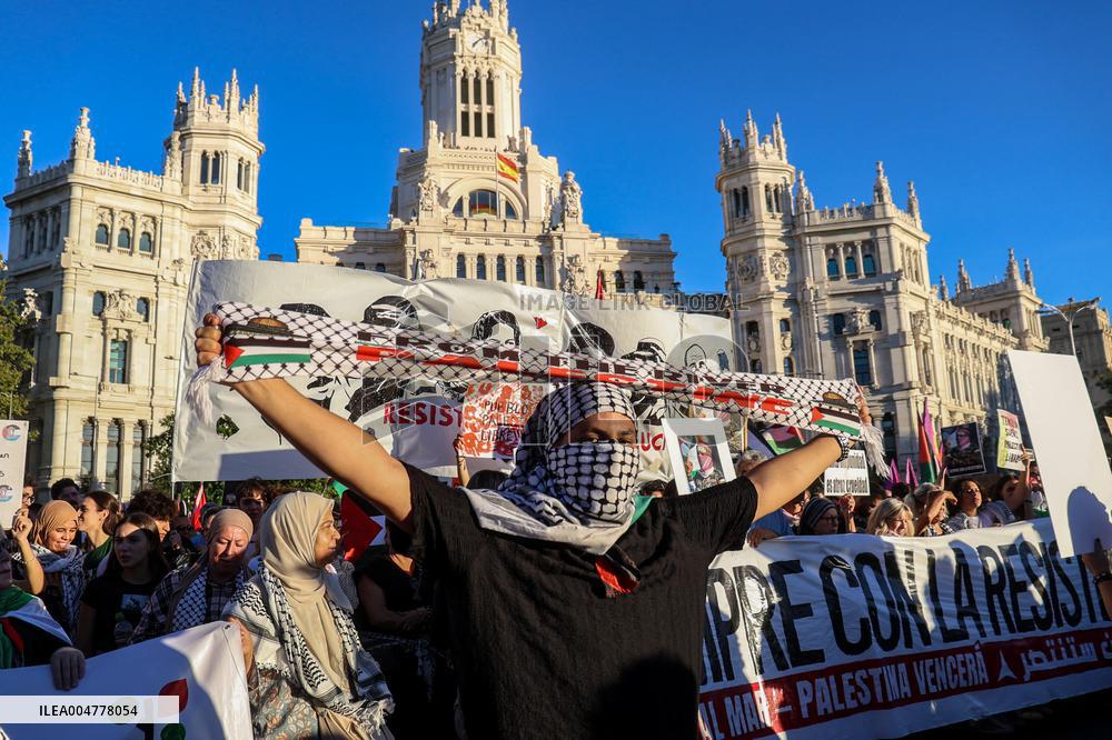 Demonstration in Support of Palestine Across Spain