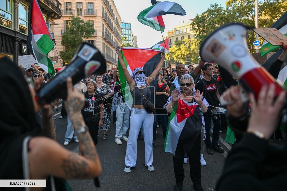 Demonstration in Support of Palestine Across Spain