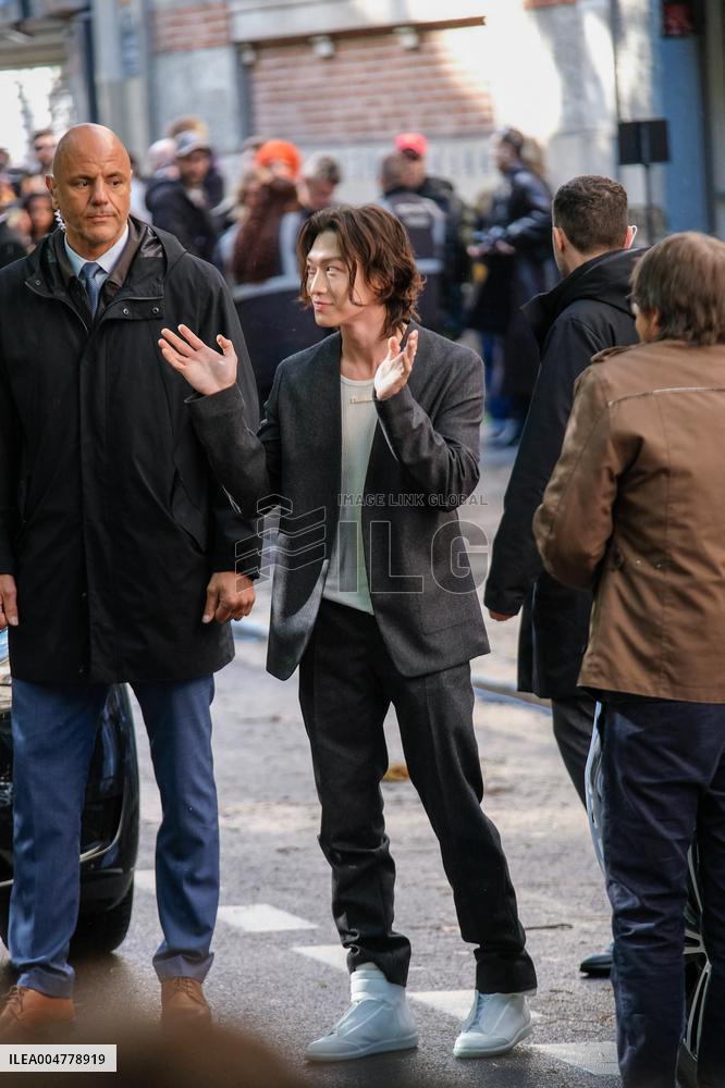 PFW - Sangwon Arrives At Maison Margiela Show