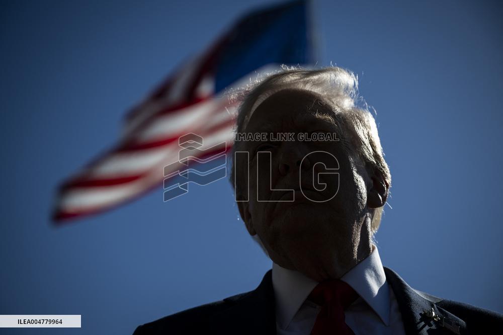 President Trump Departs The White House For Navy Celebration - DC